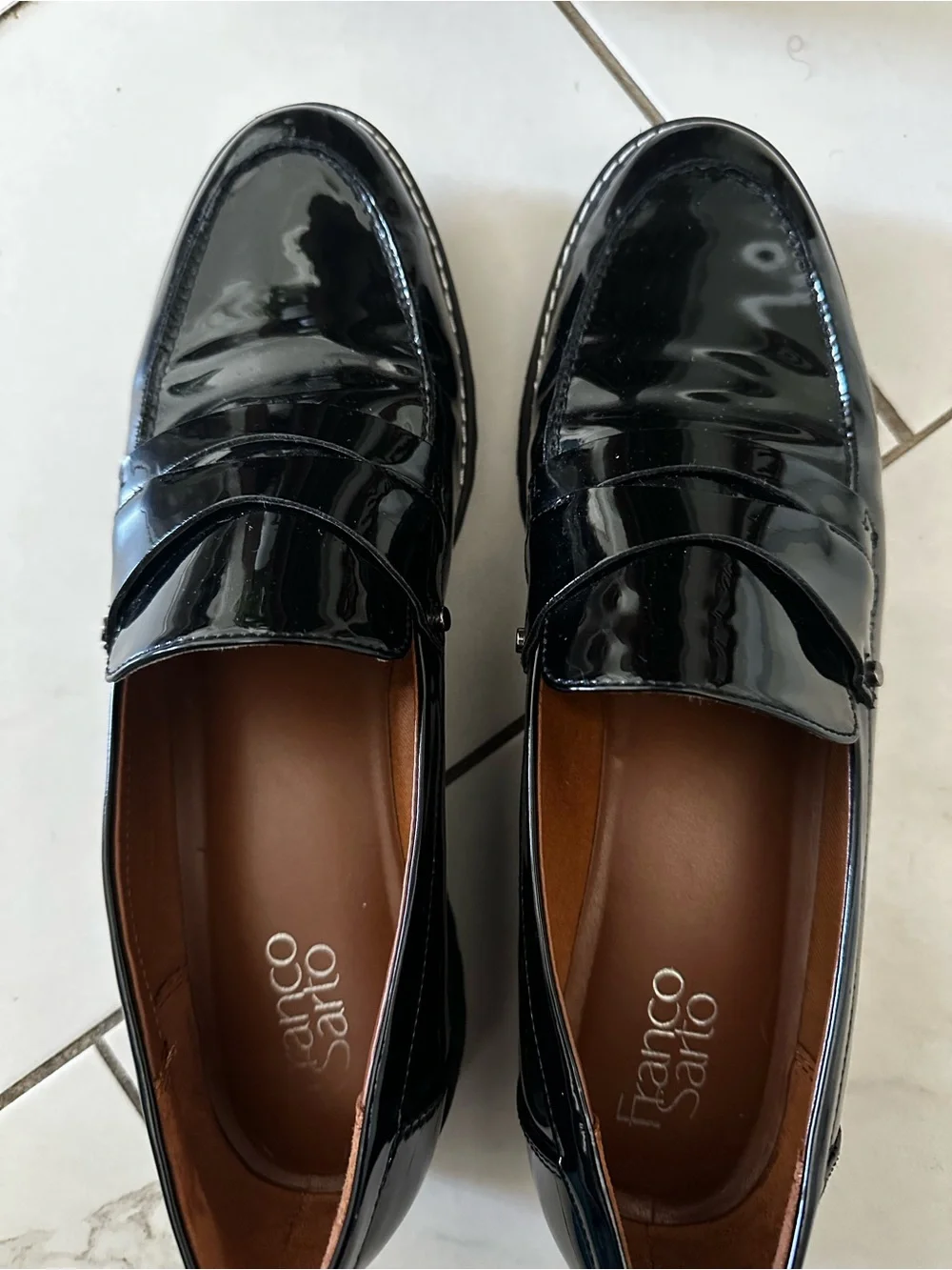 Franco Sarto Black Patent Lug Sole Loafer